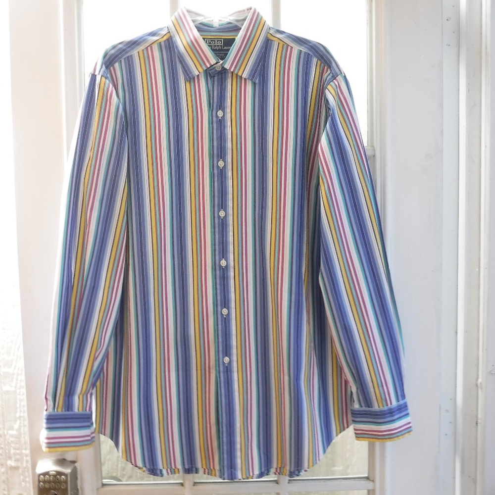 Polo by Ralph Lauren Multi-Color Striped Collared Button Up Curham Shirt